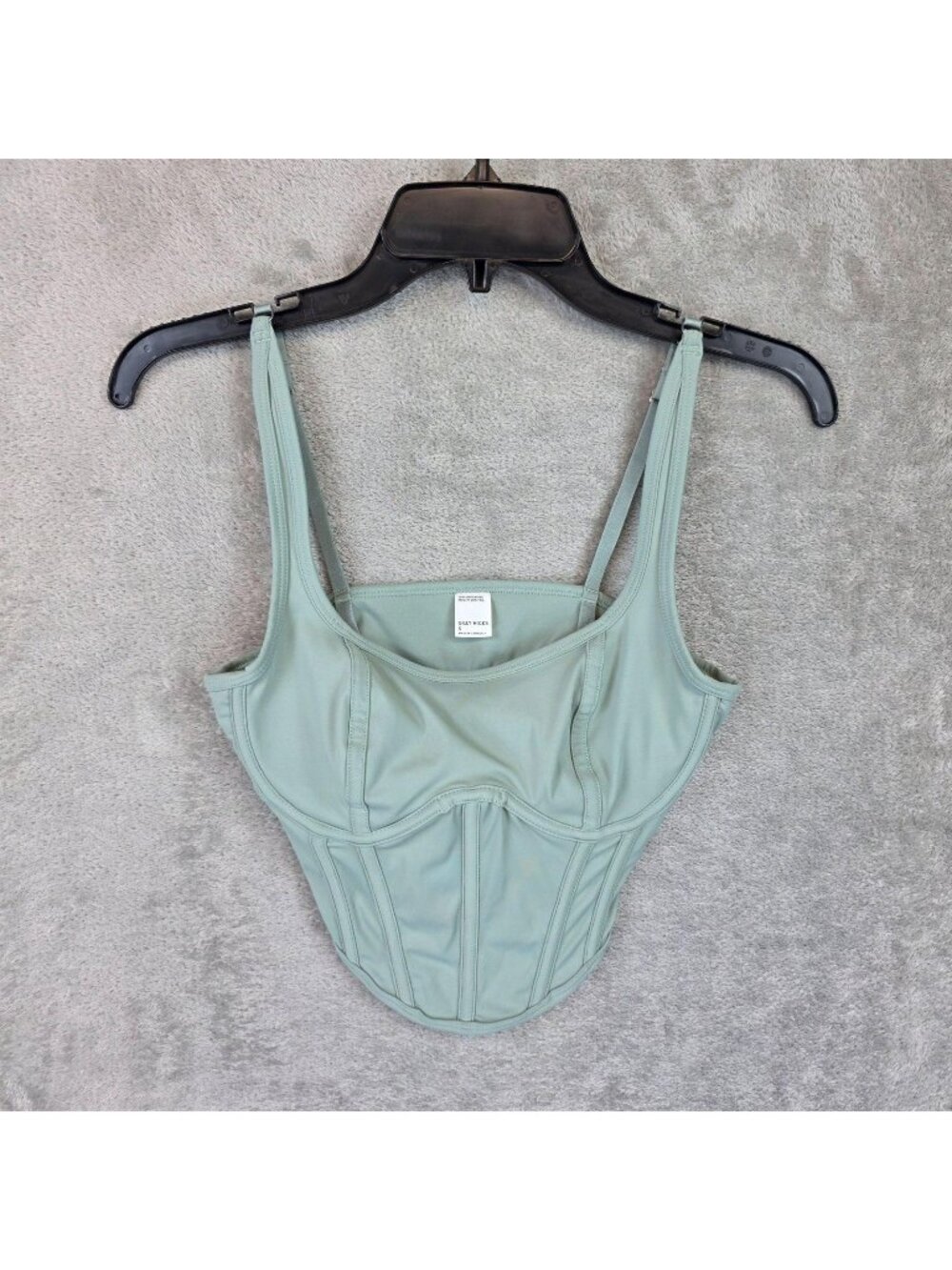 Gilly Hicks Corset Top Womens S Green Jersey Boned Strappy Pullover Bustier